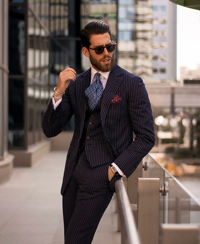 Men pinstripe suit deals