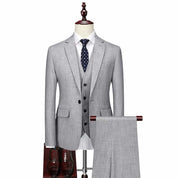 Men's 3 Piece Solid Suit One Button Closure