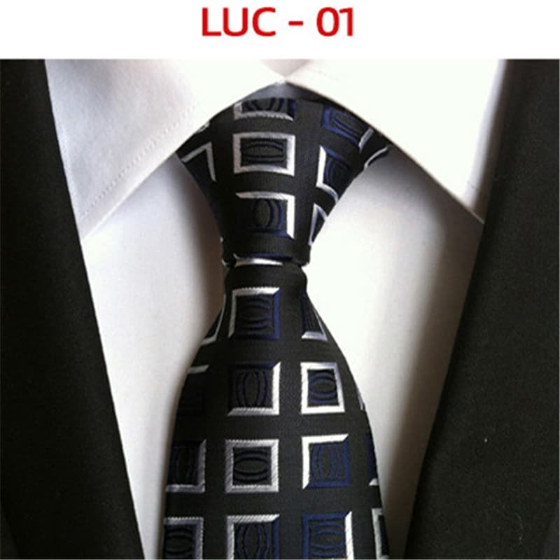 Men's Classic Polyester Tie Checked Jacquard Necktie