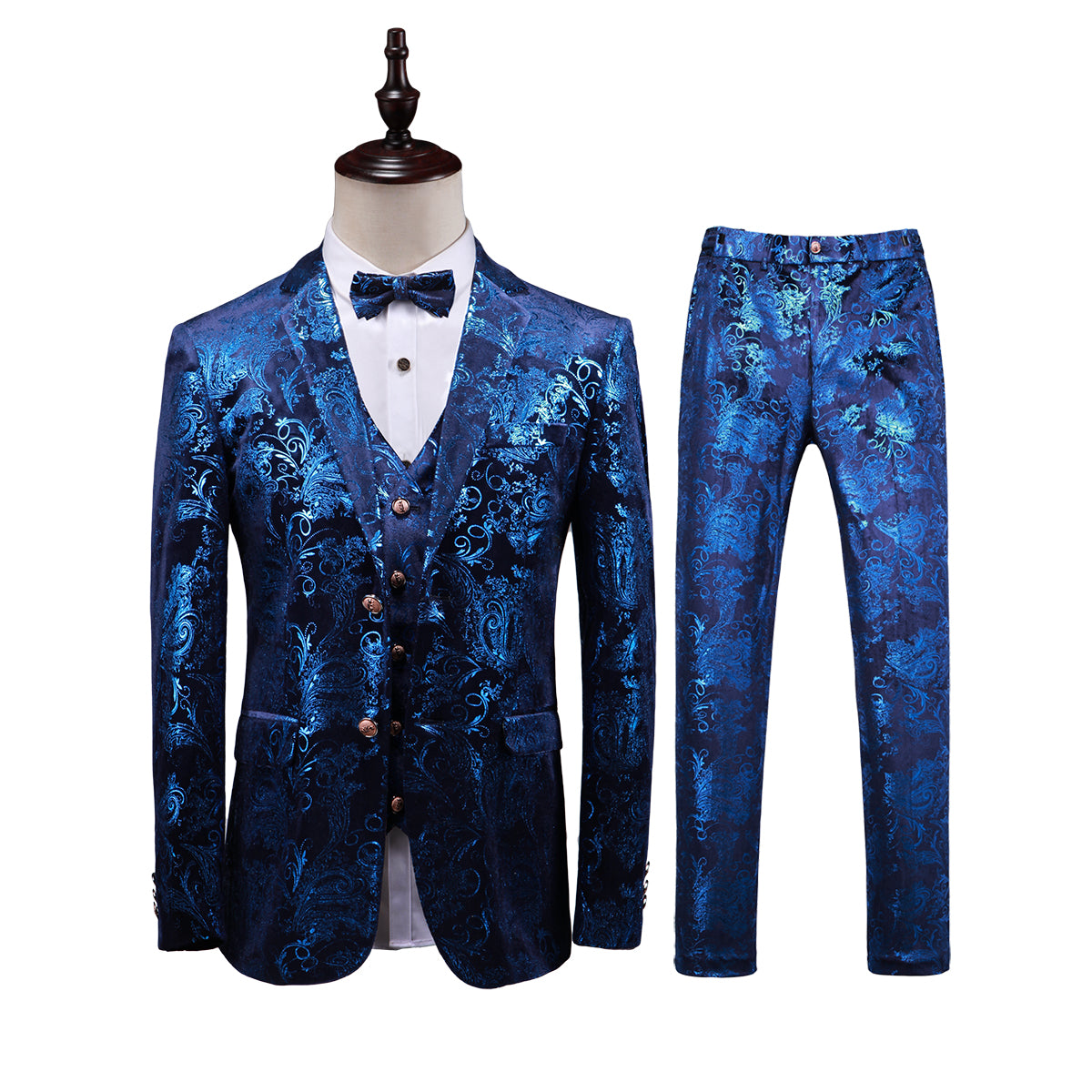 Men's 3 Pieces Printed Tuxedo in Gold Pattern