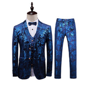 Men's 3 Pieces Printed Tuxedo in Gold Pattern