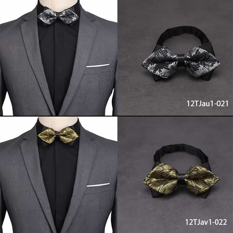 Black and Gold Bowtie Mens Silk Bow Tie for Men Gold 