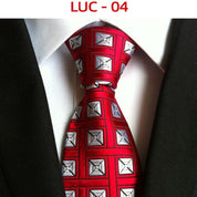 Men's Classic Polyester Tie Checked Jacquard Necktie