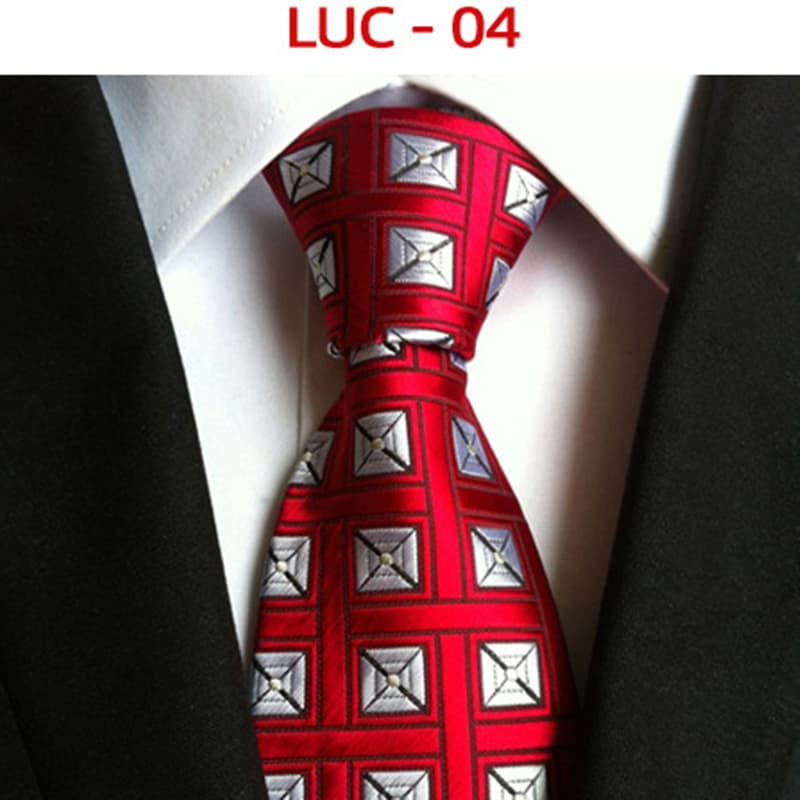 Men's Classic Polyester Tie Checked Jacquard Necktie