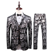 Men's 3 Pieces Printed Tuxedo in Gold Pattern