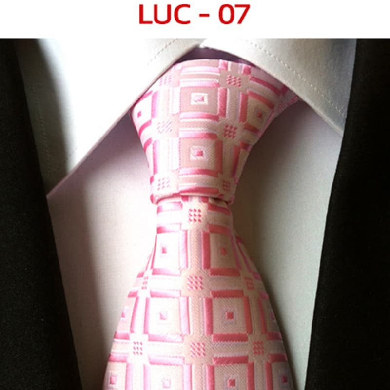 Men's Classic Polyester Tie Checked Jacquard Necktie