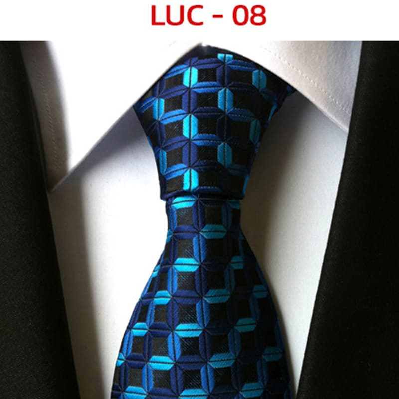 Men's Classic Polyester Tie Checked Jacquard Necktie