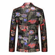 Men's 2 Piece Tux  Floral Printed Tuxedos in Red Gold Blue