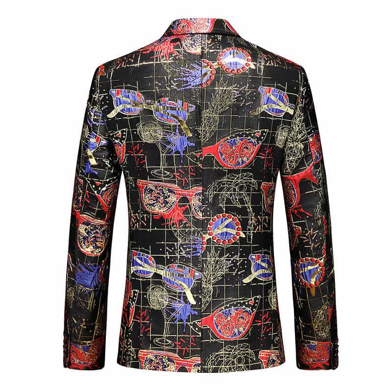 Men's 2 Piece Tux  Floral Printed Tuxedos in Red Gold Blue