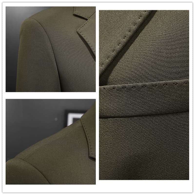Mens Solid Single Breasted Dark Green Blazer
