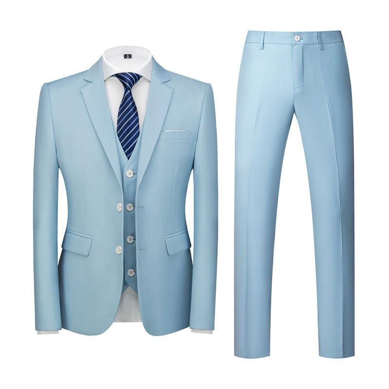 Men 3 Piece Suit Solid 8 Colors 2 Button Closure