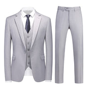 Men's 3 Piece One Button Suit in Red Khaki Light Grey Orange Yellow Solid Colors