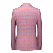 Men's Plaid Blazer in Blue Beige Pink Checked