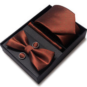 Men's 4 Pieces Fashion Business Striped Tie and Square Scarf Set