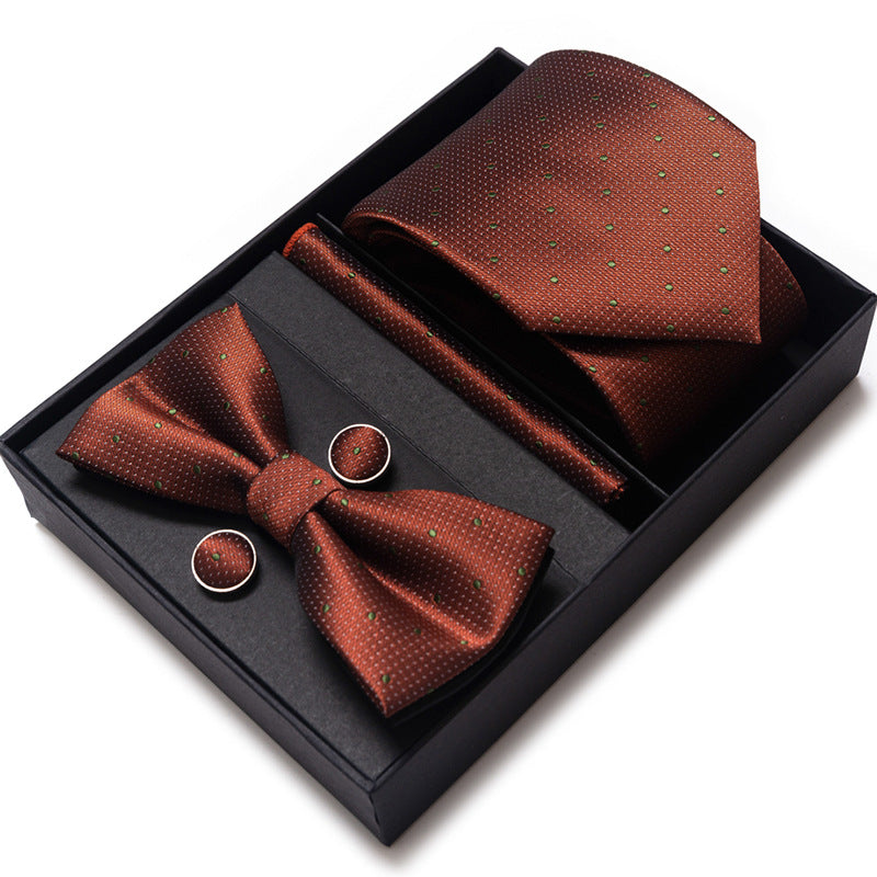Men's 4 Pieces Fashion Business Striped Tie and Square Scarf Set