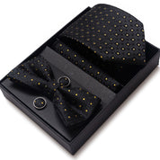 Men's 4 Pieces Fashion Business Striped Tie and Square Scarf Set