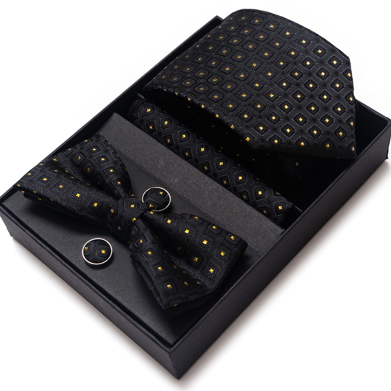 Men's 4 Pieces Fashion Business Striped Tie and Square Scarf Set