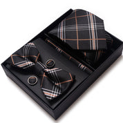 Men's 4 Pieces Business Ties & Square Scarf & Cufflinks Set