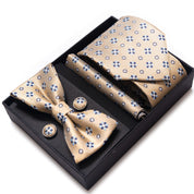 Men's 4 Pieces Business Ties & Square Scarf & Cufflinks Set