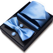 Men's 4 Pieces Business Ties & Square Scarf & Cufflinks Set