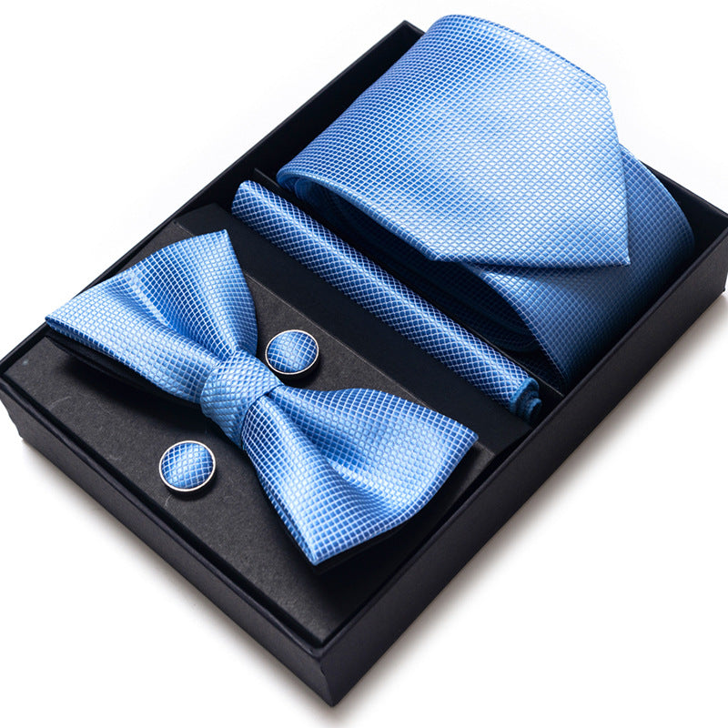 Men's 4 Pieces Business Ties & Square Scarf & Cufflinks Set
