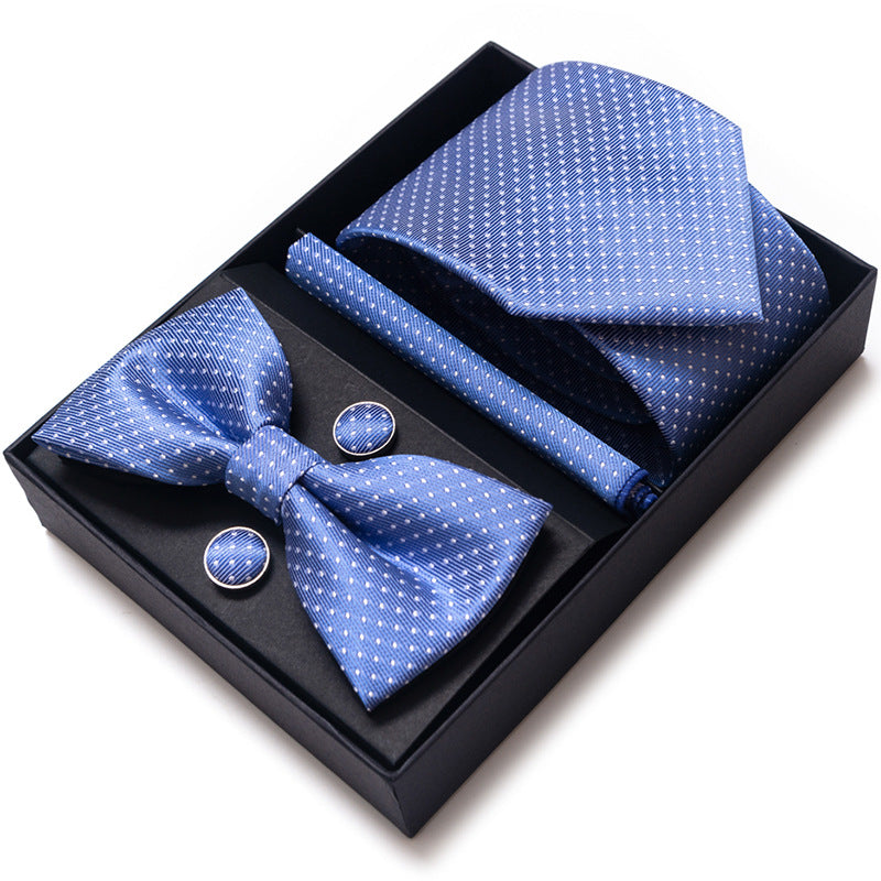 Men's 4 Pieces Business Ties & Square Scarf & Cufflinks Set