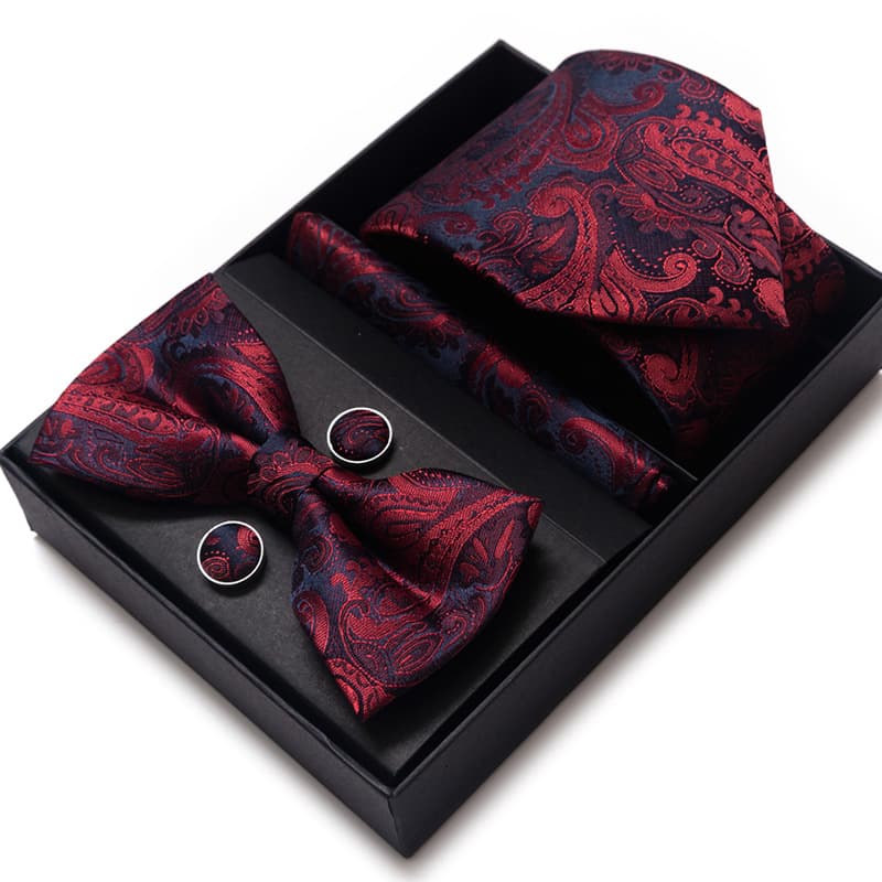 Men's 4 Pieces Gift Ties & Square Scarf & Cufflinks Set