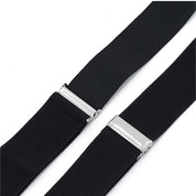 Mens Y-Shape Adjustable Suspender With Solid Black Blue Elastic Straps