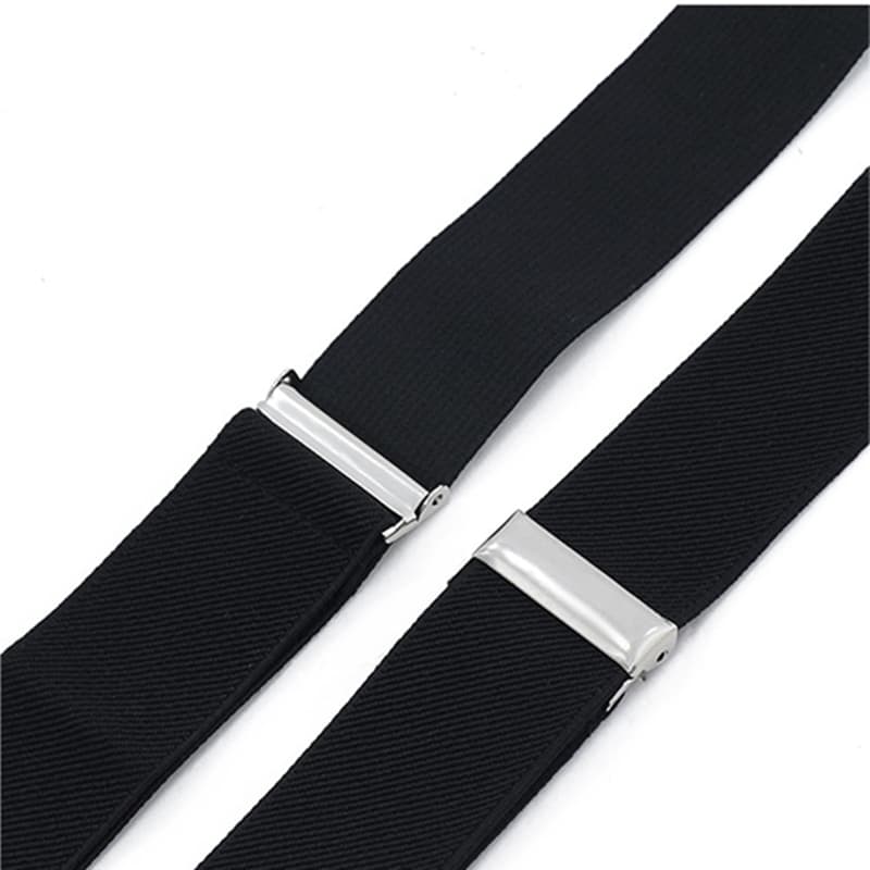 Mens Y-Shape Adjustable Suspender With Solid Black Blue Elastic Straps