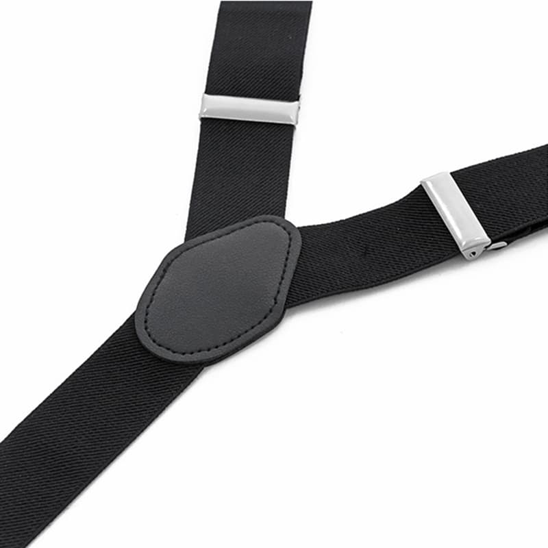 Mens Y-Shape Adjustable Suspender With Solid Black Blue Elastic Straps