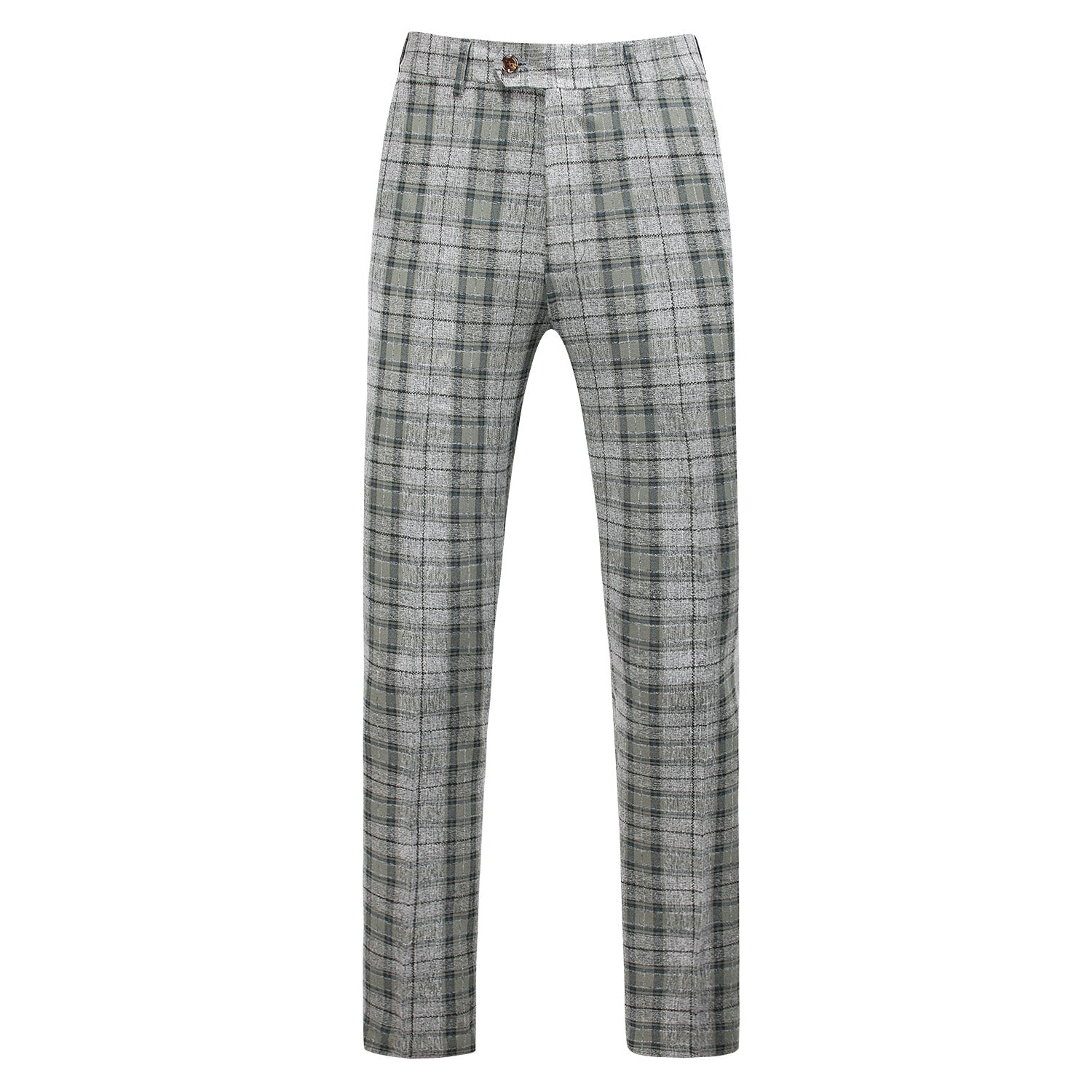 MOGU Men Plaid Suit 3 Piece Slim Fit Wedding Prom Tuxedos Casual Business Windowpane Pant Suits