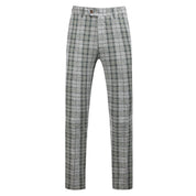 MOGU Men Plaid Suit 3 Piece Slim Fit Wedding Prom Tuxedos Casual Business Windowpane Pant Suits