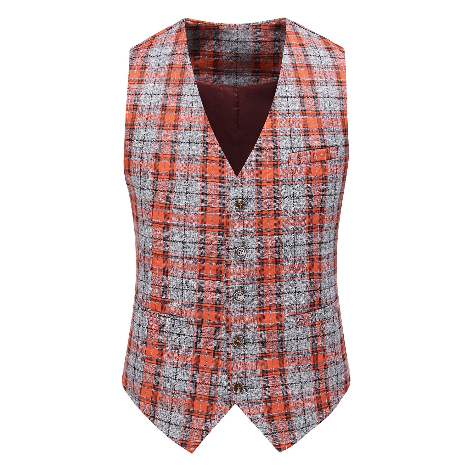 MOGU Men Plaid Suit 3 Piece Slim Fit Wedding Prom Tuxedos Casual Business Windowpane Pant Suits