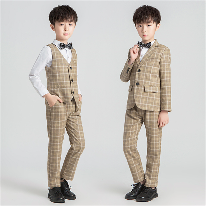 Boys Suit 5 Piece Student Host Wedding Dress Performance Clothes