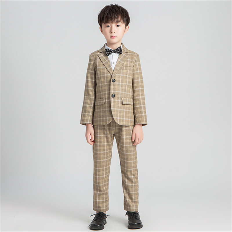 Boys Suit 5 Piece Student Host Wedding Dress Performance Clothes