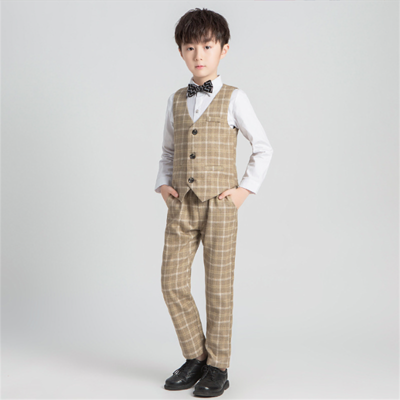 Boys Suit 5 Piece Student Host Wedding Dress Performance Clothes