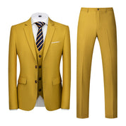 Men 3 Piece Solid Suit 2 button Closure