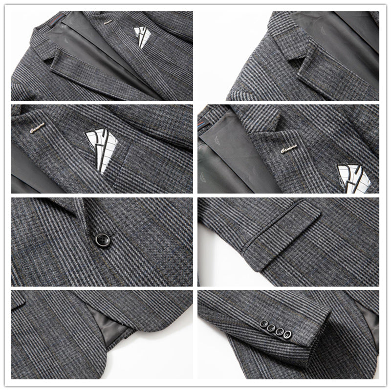 Men's Plaid Blazer One Button