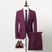Men's 2 Piece Solid Suits in Grey Blue Red Black