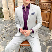 Men's  3 Piece Suit Solid Grey Brown Khaki Colors