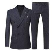 Mens 2 Piece Pinstriped Suit Double Breasted in 3 Colors