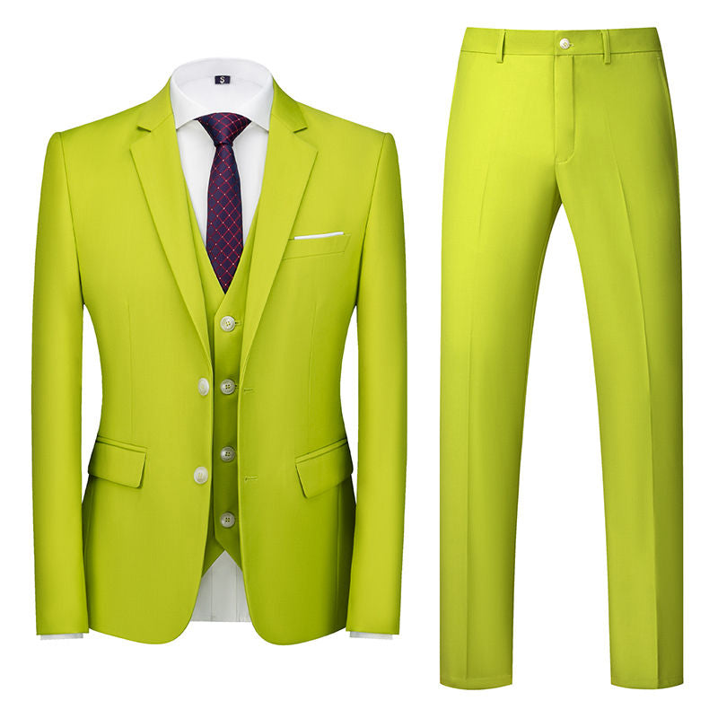 Men 3 Piece Solid Suit 2 button Closure