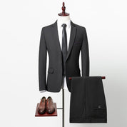 Men's 2 Piece Solid Suits in Grey Blue Red Black