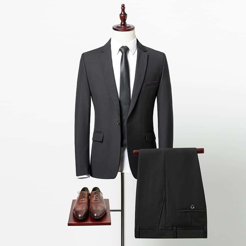 Men's 2 Piece Solid Suits in Grey Blue Red Black