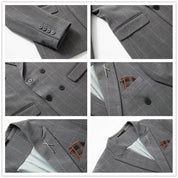 Men 3 Piece Plaid Suit Double Breast