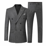 Mens 2 Piece Pinstriped Suit Double Breasted in 3 Colors