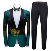 Mens 2 Piece Floral Tuxedo in Green