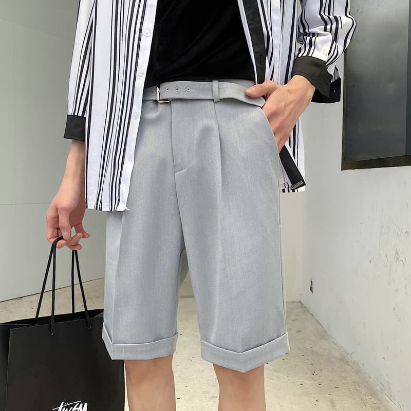 Men's Straight Fit Shorts Stretch Casual Solid Flat Front Dress