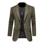 Mens Solid Single Breasted Dark Green Blazer