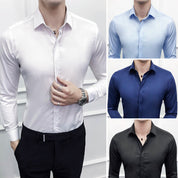 Men's Dress Shirt Non Irony Solid Skinny Long-Sleeved Formal For Prom Wedding Business